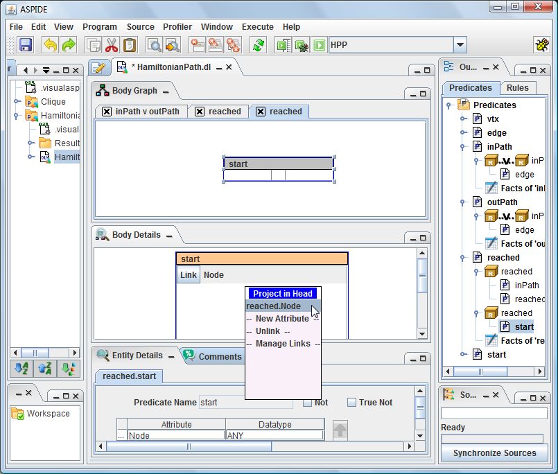 Project the attribute of the predicate start